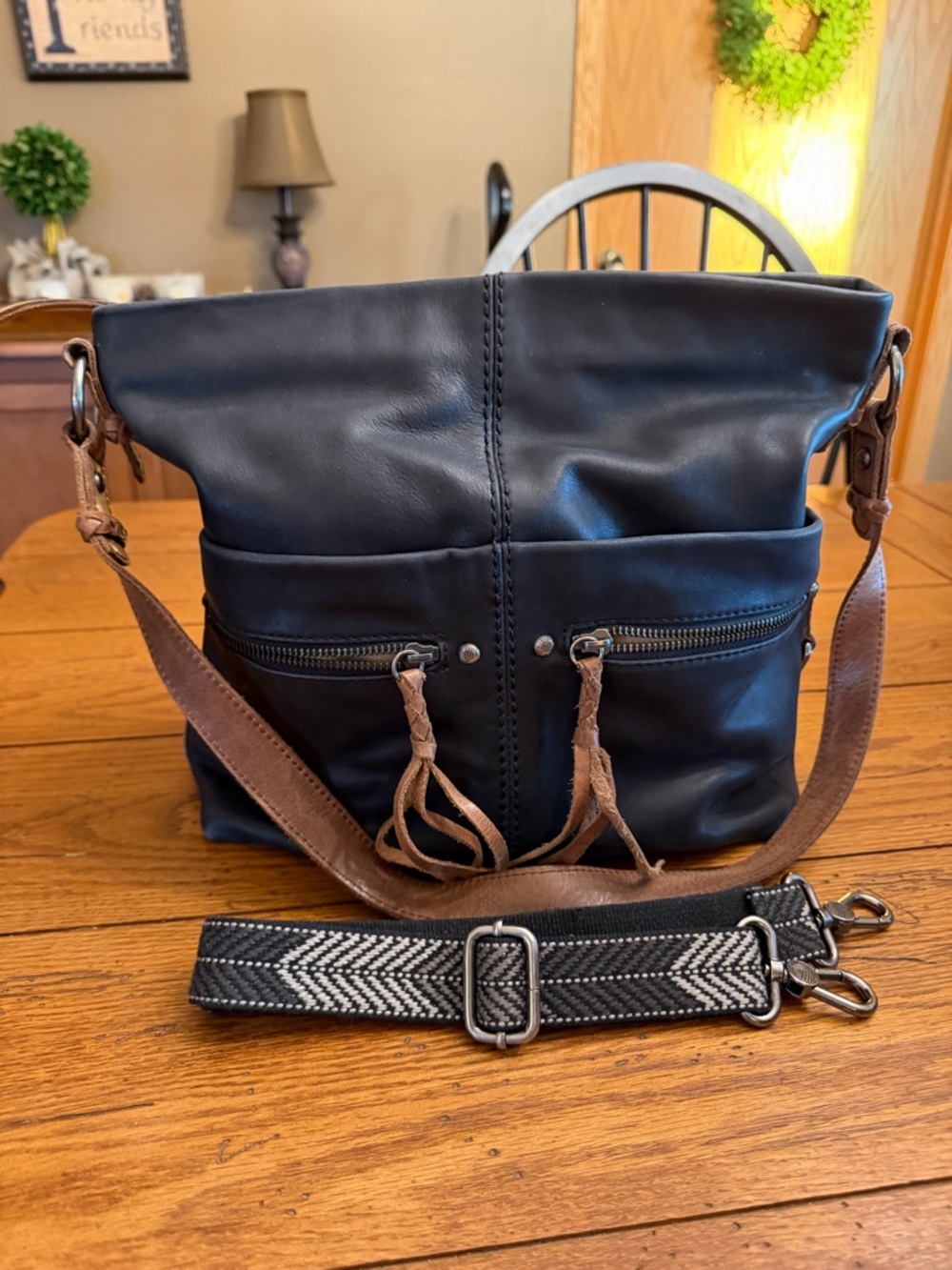 Montana West Brown Leather Satchel with Gold Hardware
